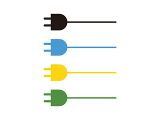 set of electric power plugs symbol, vector illustration, isolated on transparent background