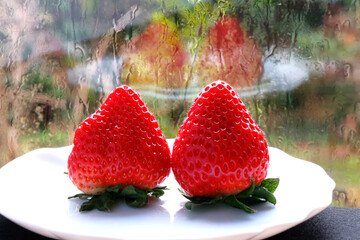 採れたての赤くて甘いイチゴ