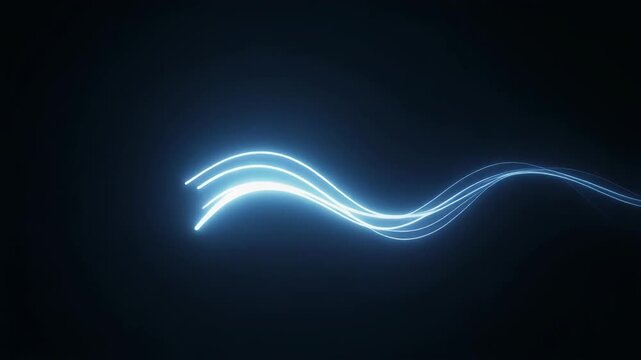 Abstract Blue Light Streaks Moving in Darkness. 4k Footage Video
