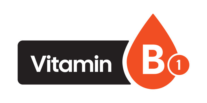 Professional Vitamin B1 Supplement Icon &ndash; High-Contrast Orange Nutrient Droplet and Label Graphic