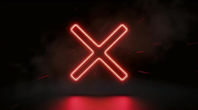 Glowing neon checkmark icon pulsates with vibrant energy in a dark smoky environment signifying success acceptance or confirmation in a digital interface concept