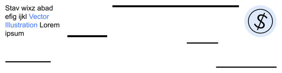 Obraz premium Financial services, currency exchange, money management, economic concepts, marketing materials, corporate design. Dollar currency symbol inside a circle with horizontal accents and text. Financial