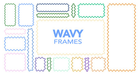 Set of wavy organic banner outlines. Long rectangle ribbons and narrow strips for titles, web headers and interface elements. Irregular border silhouettes vector illustration.