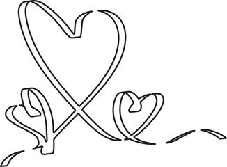 Line heart ribbons, love