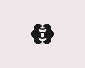 Obraz premium Brain and dumbbell logo icon. Minimalist smart fitness sign for mental health and bodybuilding. Vector brain training symbol for gym, education, and biohacking branding.