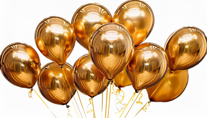 Obraz premium Gold Foil Balloons Clipart Generative Ai