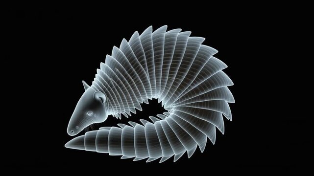 A transparent pangolin illustration curled defensively in a spiral