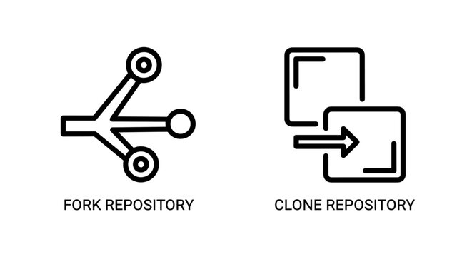 Fork and clone repository icons for version control, Git, and software development.