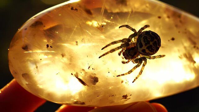 Amber Preserves Spider in Natural Light with Captivating Details