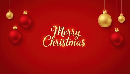 Festive Christmas Ornament: A vibrant composition of gleaming gold and red ornaments, elegantly suspended against a rich, inviting backdrop.