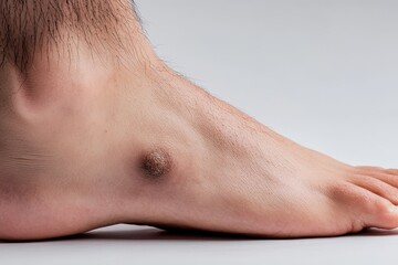 Fototapeta premium Close-up view of a skin lesion on the human foot.