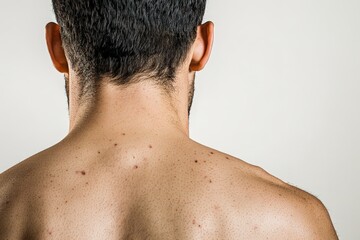 Naklejka premium Close-up view of a person's bare back and neck.