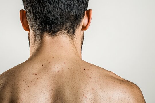 Close-up view of a person's bare back and neck.