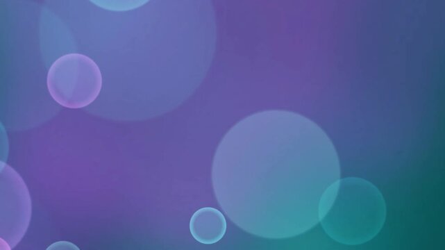 Dynamic abstract background featuring luminous bokeh circles of varying sizes in a gradient shift from vibrant purple to calming teal, evoking a dreamy, ethereal, and festive visual mood