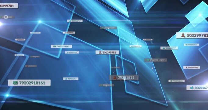 Data stream spawning ID tags, cursor hovering selecting labels, rings expanding to mark IDs
