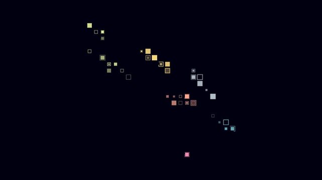 Solomon Islands animated country shape. Pulsating colored dots on the map of the country. Large size square blocks. Digital style Solomon Islands map on dark background. Trending animation video.