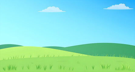 Obraz premium landscape, nature, grass, green, meadow, field, pasture, plain, countryside, rural, outdoor, scenery, horizon, farmland, sky, blue, clouds, cloudscape, daylight, sunshine, sunny, bright, fresh, calm, 