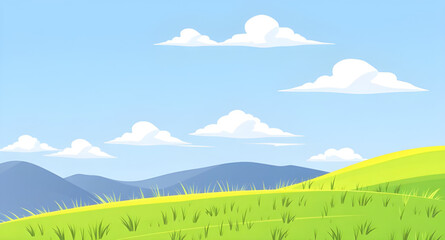 Obraz premium landscape, nature, grassland, meadow, field, green, pasture, lawn, countryside, rural, outdoor, scenery, horizon, plains, farmland, sky, bluesky, clouds, cloudscape, daylight, sunlight, sunny, bright,