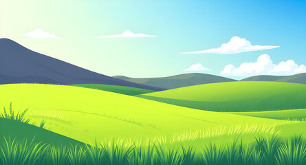 Fototapeta premium field, grass, greenfield, meadow, pasture, plain, nature, landscape, scenery, countryside, rural, outdoor, horizon, farmland, sky, blue, clouds, cloudscape, daylight, sunshine, sunny, bright, fresh, c