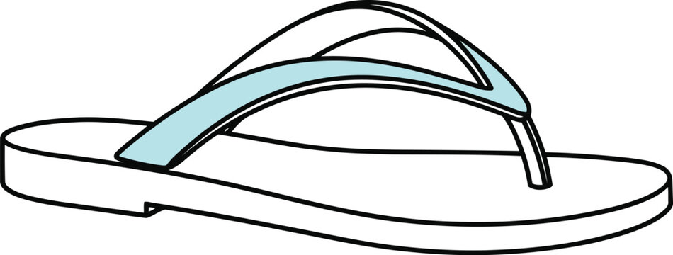 Summer beach footwear flip flop sandal casual thong open toe footwear simple line art vector
