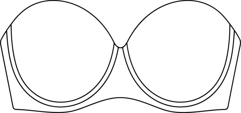 Elegant strapless bra line art fashion illustration icon vector simple outline garment design vector