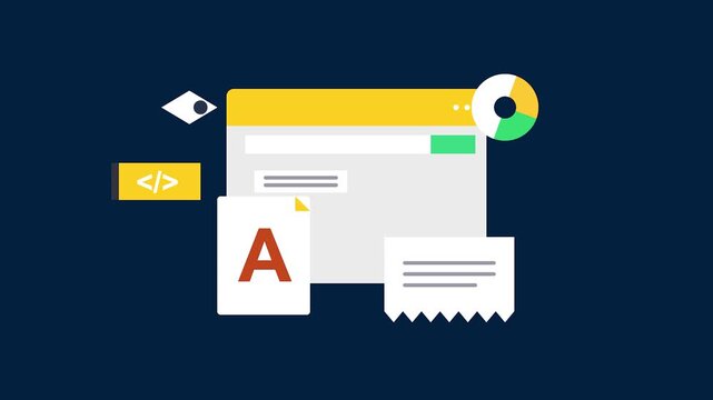 Website Design Essentials: An engaging illustration of a website interface surrounded by essential design elements, perfectly conveying the essence of online design and content creation.
