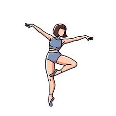 Obraz premium Young Woman Dancing in Blue Outfit.