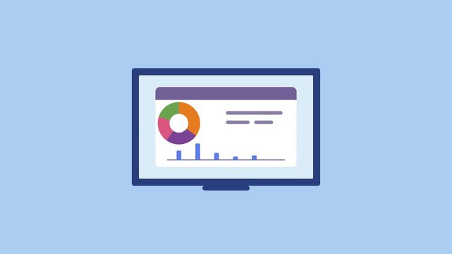 Data Analysis Presentation: A digital display showcases a detailed data analysis, incorporating both bar graphs and pie charts for a comprehensive overview of information.