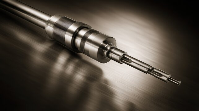 mandrel. A conical metal lathe mandrel rotating with an unfinished tube sleeve fitted over it. safety posters, maintenance manuals, designed for precision metalworking and fabrication facilities.