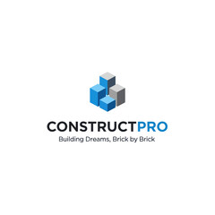 Construct Pro Logo with 3D Cubes Design.
