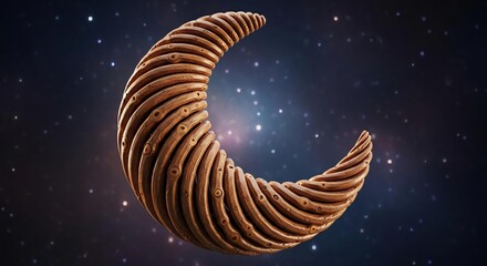 Golden Spiral Nautilus Shell in Cosmic Space with Stars and Nebula