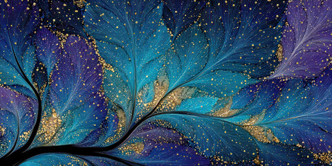 A stunning abstract composition in vibrant shades of blue and purple.  