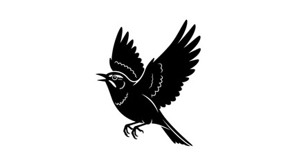 Black Bird in Flight Silhouette.