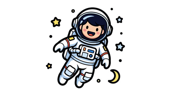 Astronaut in Space Suit Floating.