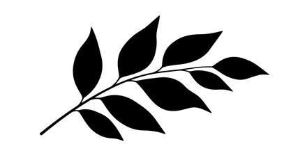 Black leaf branch silhouette icon. © Apolobay