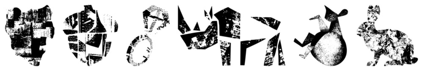 Stylized animal composed of collage like textures, graphic design elements, vector art, fragmented, artistic silhouettes.