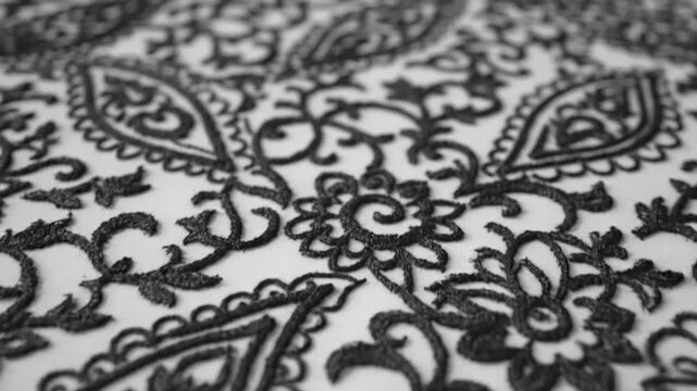 Intricate floral lace design in black against white background, artistic and detailed