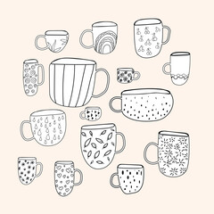 Minimalistic ceramic mug design with a small, simple symbol made with a single line, tiny icon on mug, black outline, modern minimalist style, Scandinavian aesthetic, clean vector lines.