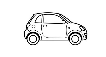 Naklejka premium Side view outline icon of a small compact smart car, urban electric vehicle.