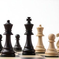 chess pieces set on white background
