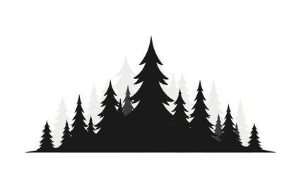 Obraz premium Black Silhouette of Pine Trees Group.