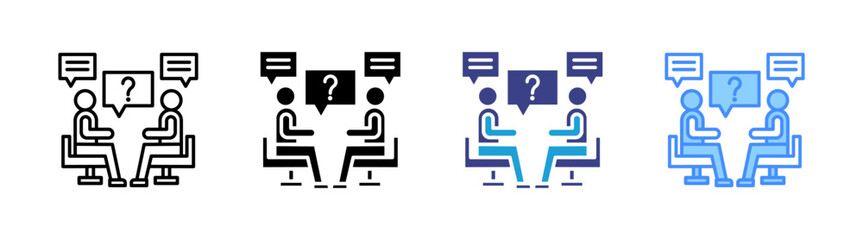 Fototapeta premium Interview icon set multiple style collection