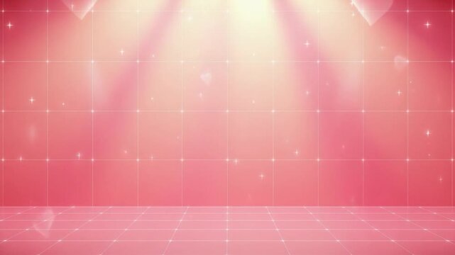 Abstract Pink Backdrop for Design: Soft, gradients of pink, intersected with fine gridlines and gentle hearts, bathed in soft, ethereal light, perfect for conveying themes of love, romance.