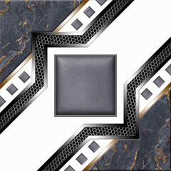 Modern decorative ceramic tile frame pattern with black metal texture, which is suitable for your home floor design