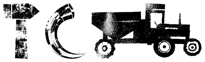 Obraz premium Retro construction vehicle with halftone texture, stylized 