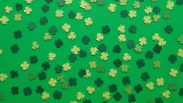Green Shamrocks: A scattering of charming shamrocks in various shades of green against a vibrant emerald backdrop, bringing a touch of nature's luck.