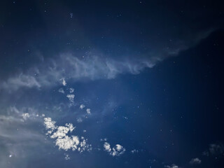 Starry sky with wispy clouds and constellations in the background - Galactic landscape