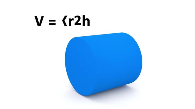 Blue cylinder with volume formula