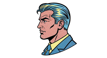 Cartoon Man Profile Portrait.