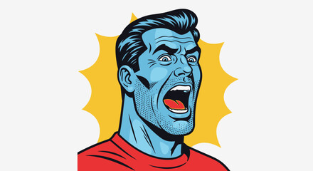 Comic Man Yelling Loudly.